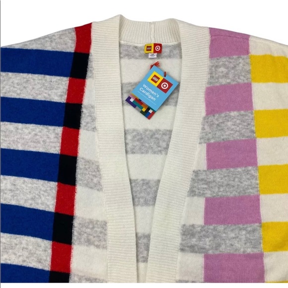 Lego x Target NWT Multicolor Brick Striped Longer Length Cardigan Sweater XXS - Picture 4 of 5